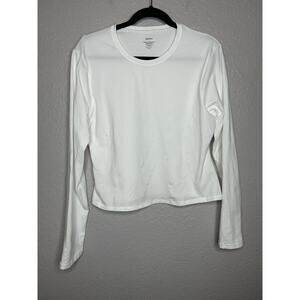Quince Organic Cotton Cropped Long Sleeve Black Shirt Size XL Basic Soft